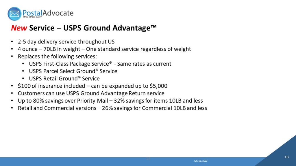 USPS introduces USPS Ground Advantage